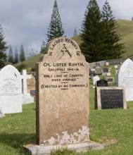 Grave of Private Lester Quintall on Norfolk Island.