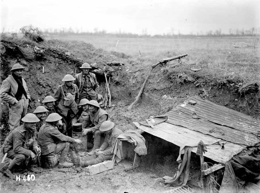 Ref: 1/2-013080-G. Alexander Turnbull Library, Wellington, New Zealand. http://natlib.govt.nz/records/22370113 New Zealand World War 1 machine gun post on the Somme, near Mailly-Maillet, France, 31 March, 1918.