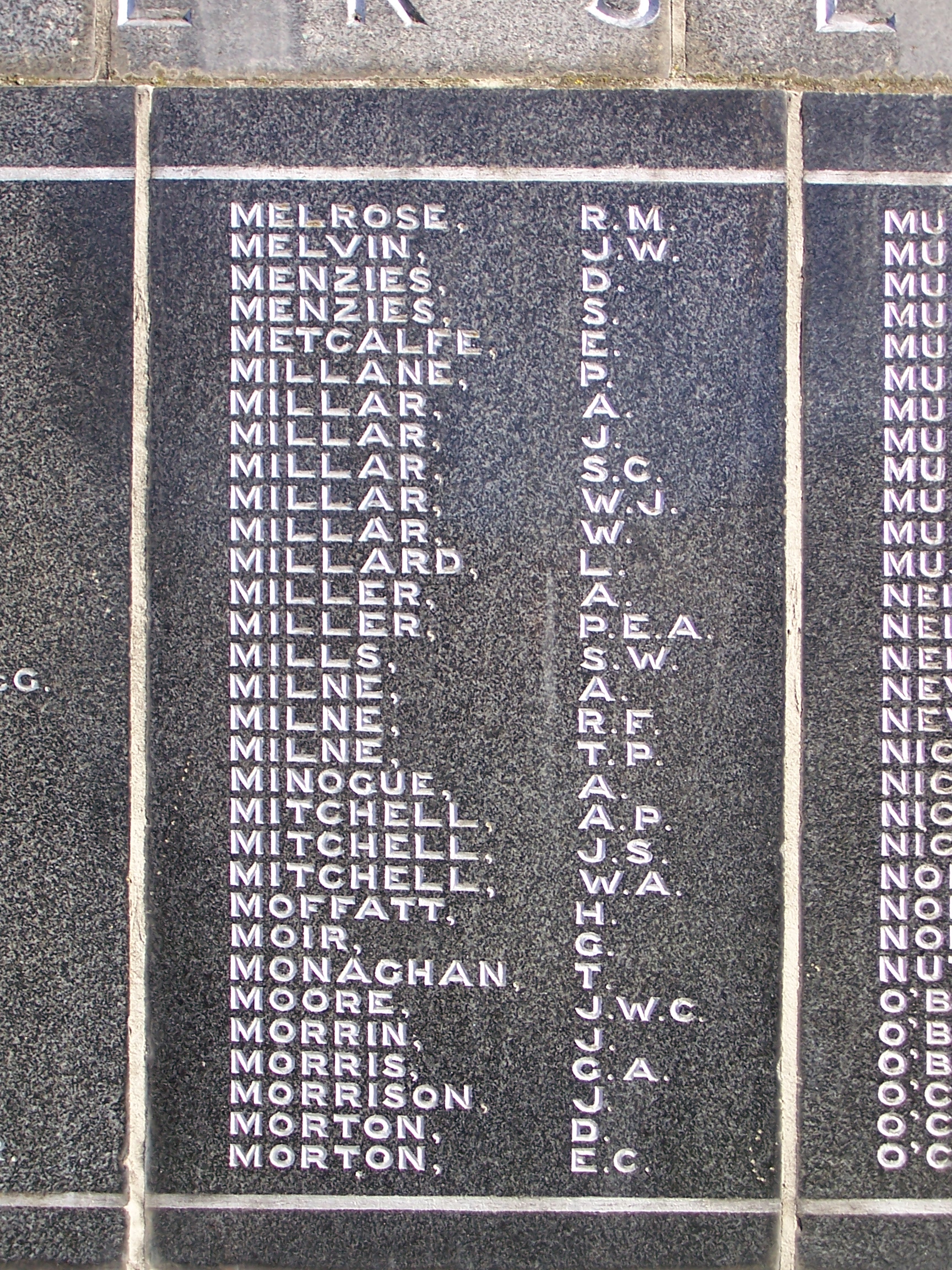 Harry's surname is misspelt on the Southland Provincial Memorial for WWI 