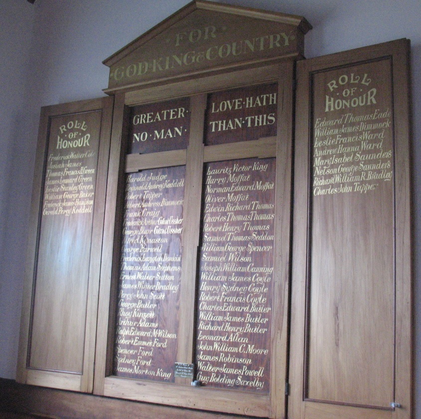 Otautau St Andrew's Anglican Church WW1 Honours' Board