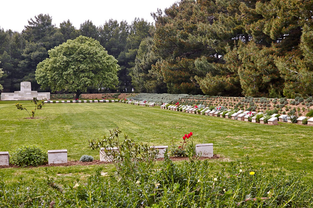 Embarkation Pier Cemetery, Gallipoli.  Harry's Special Memorial is located along the right hand side.