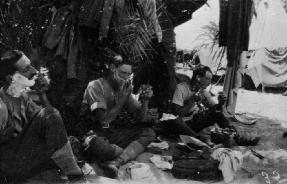 Palestine - Charley Fitton (centre), Bunkall (right), and A F Buckland (left) of 11th Squadron, Auckland Mounted